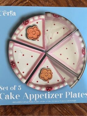 Cerra Set of 5 Cake Slice Appetizer Plates